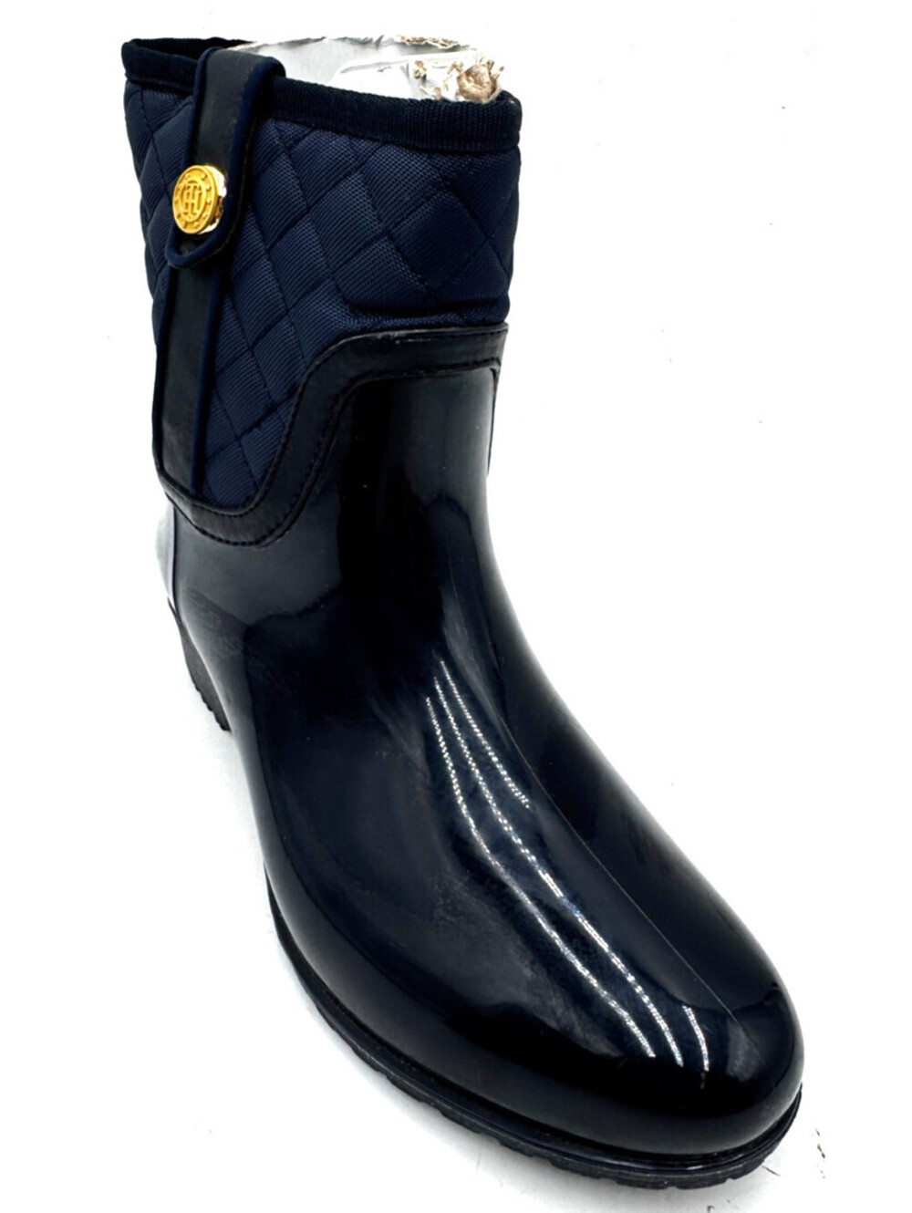 Tommy Hilfiger Freza Women's Rain Boots 9M Blue Quilted Mid Calf Pull On Boots